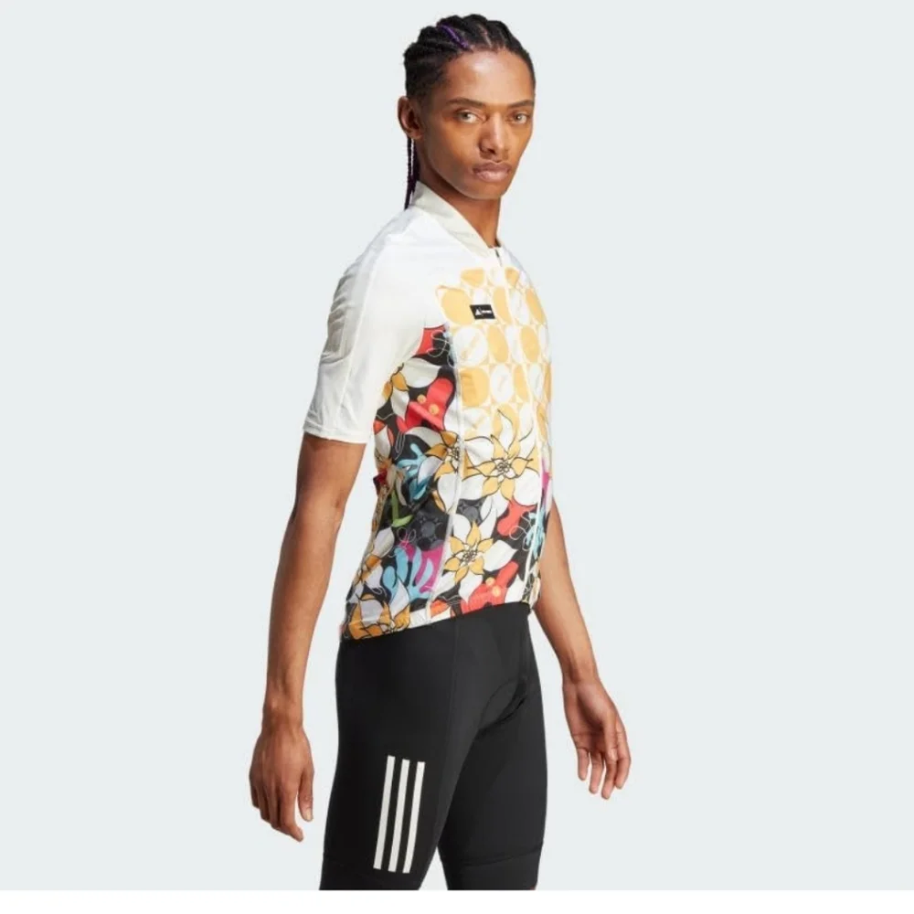 adidas Men’s Long-Sleeve Cycling Jersey in White, Yellow, Black, Pink